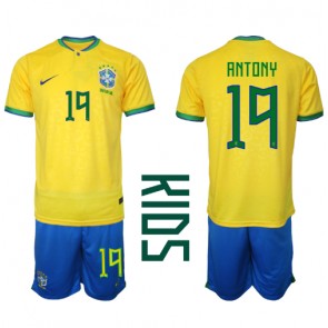 Brazil Antony #19 Domaci Dres za Dječji SP 2022 Kratak Rukavima (+ kratke hlače)